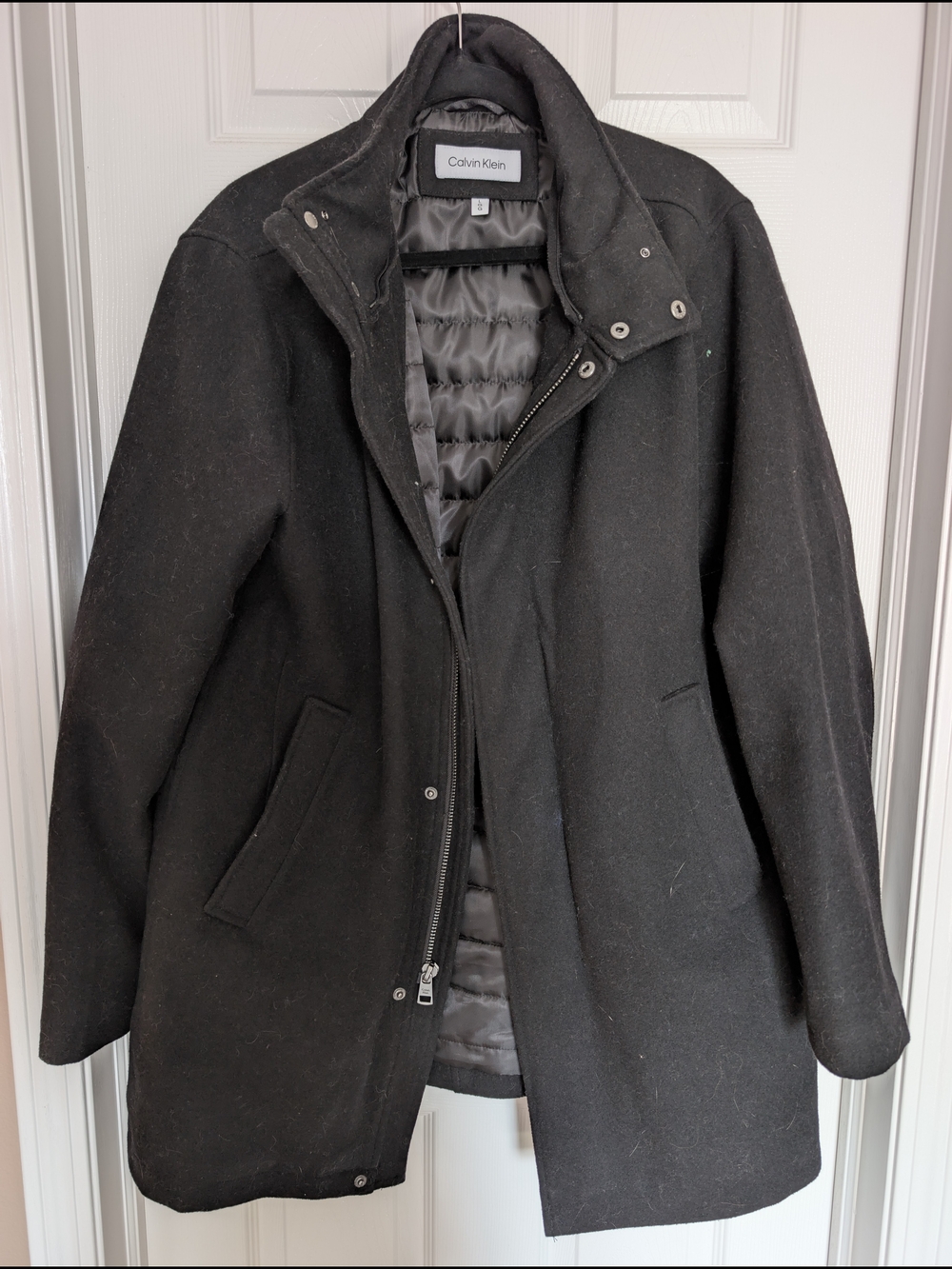 Calvin Klein Black Wool Blend Men's Coat